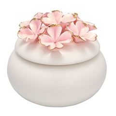 Jewelry box Flower pale pink w/gold small