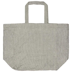 Quiltet taske fra Ib Laursen - hvide & mørkegrå mælkedrengestriber