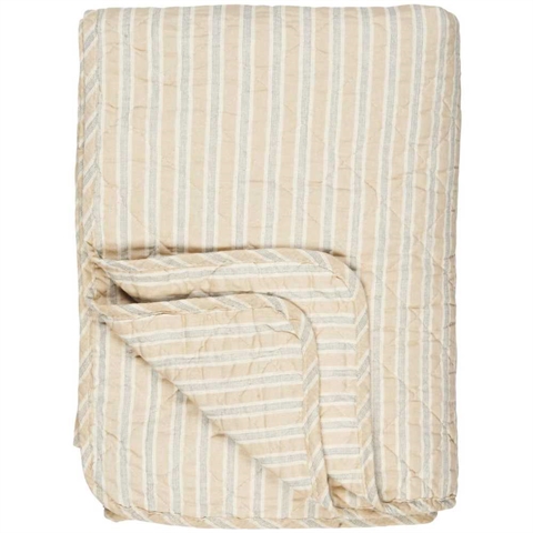 Natur m/blå og hvide striber - quilt ~ 1 stk tilbage