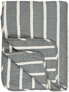 Hvide, sorte og støvblå striber - quilt