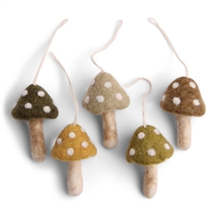 Mini-svampe - grønne, brændte farver - sæt á 5 ~ Gry & Sif