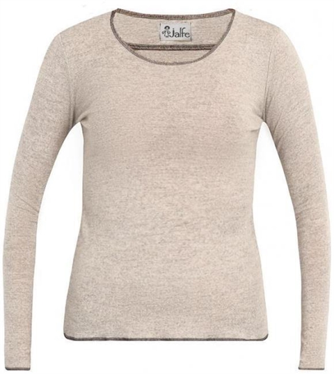 Jalfe - uldbluse plain melange, natur/brun