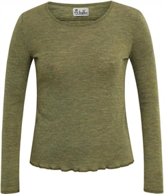 Jalfe - uldbluse plain melange, light green