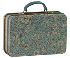 Maileg metal kuffert - Blossom, blå