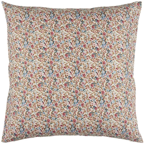 Pudebetræk bomuld 60x60 cm - røde, lilla, blå og brune blomster