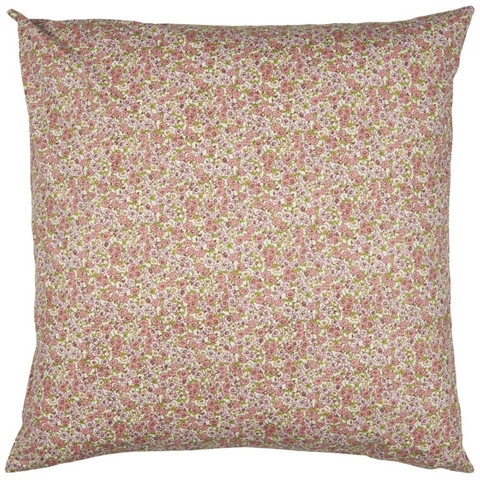 Pudebetræk bomuld 60x60 cm - rosa blomster og grønne blade