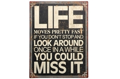 Metalskilt Life moves pretty fast  ...