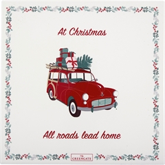 Coaster square Christmas car red - L/B: 22 cm 