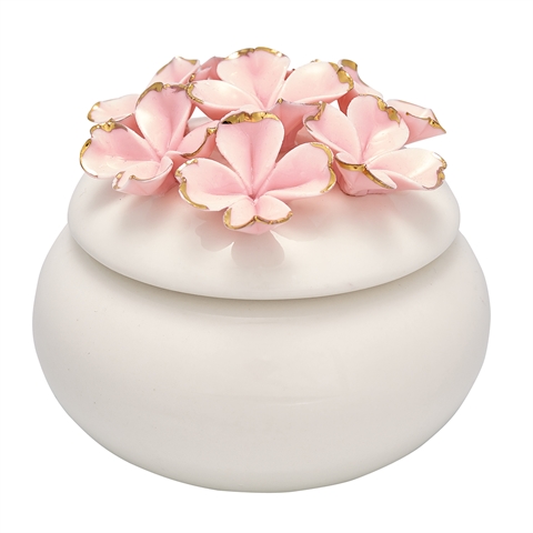 Jewelry box Flower pale pink w/gold small