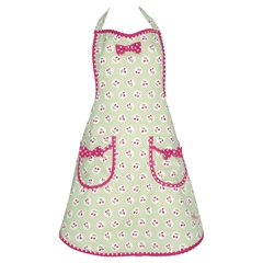 Apron Cherry berry p.green w/bow