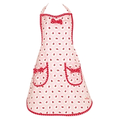 Apron Strawberry pale pink w/bow