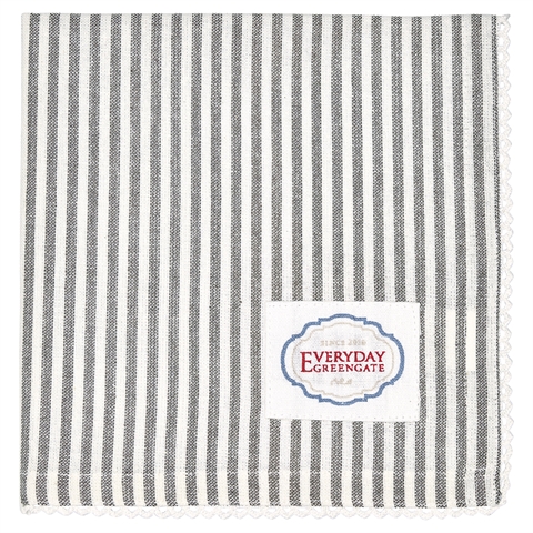 Napkin w/lace Alice stripe grey