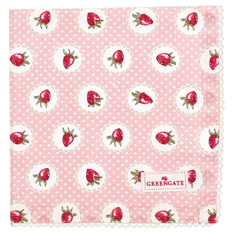 Napkin with lace Strawberry pale pink