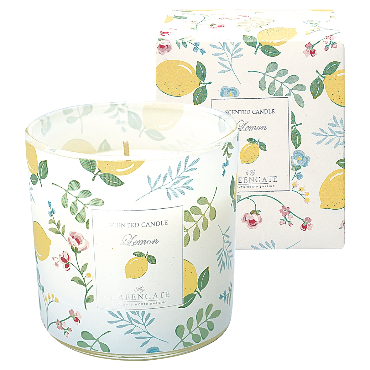 Scented candle Limona white 120g Greengate