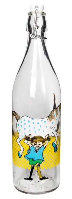 Glasflaske 1 ltr - Pippi og Lille Gubben - Muurla design