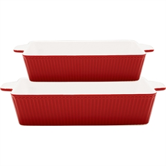 Dishes Alice red rectangular, oven ~ set of 2 - H: 6/7,1 cm L: 27/36,2 cm B: 16/22½ cm