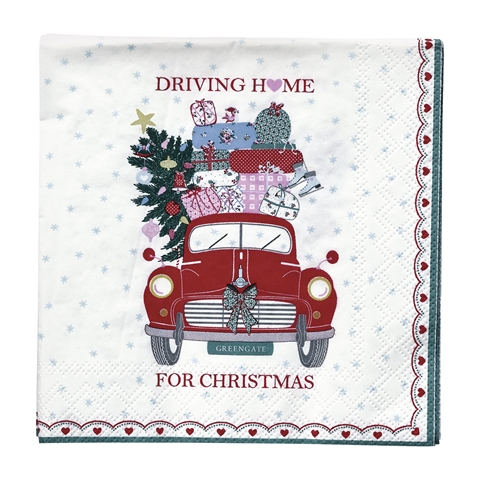 Napkin Christmas Car red small 20pcs