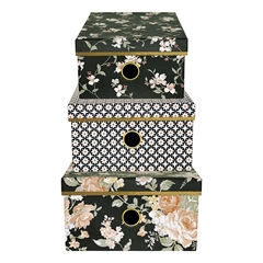 Storage paper box set of 3 assorted Josephine black