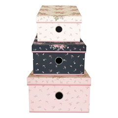Storage paper box set of 3 assorted Marley pale pink