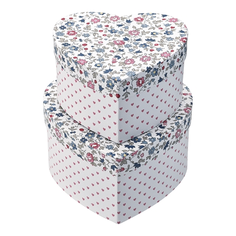 Storage box heart Ruby petit white set of 2