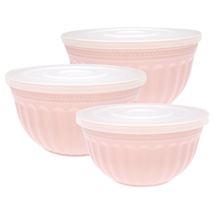 Bowl w/lid Alice pale pink set of 3 (plast)