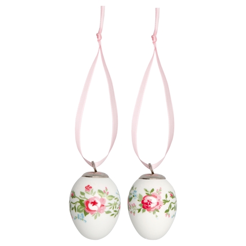 Decorative egg Gabby white set of 2 hanging