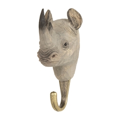 Knage  - Næsehorn (håndskåret i træ) - DekoHook