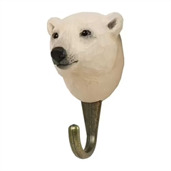 Knage  - Isbjørn (håndskåret i træ) - Dekohook