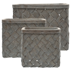 Basket dusty grey set of 3 ass