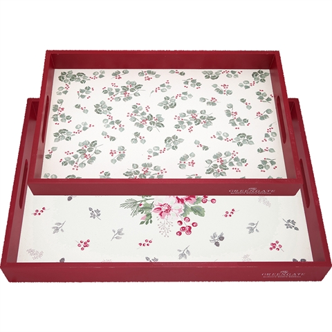 Tray Charline white - set of 2 ass ( Største: H: 5 cm B: 31 cm L: 45 cm)