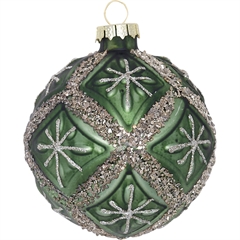 Ball glass Diamond green glitter - dia. 8 cm