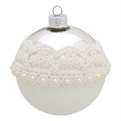 Ball glass Flora white w lace