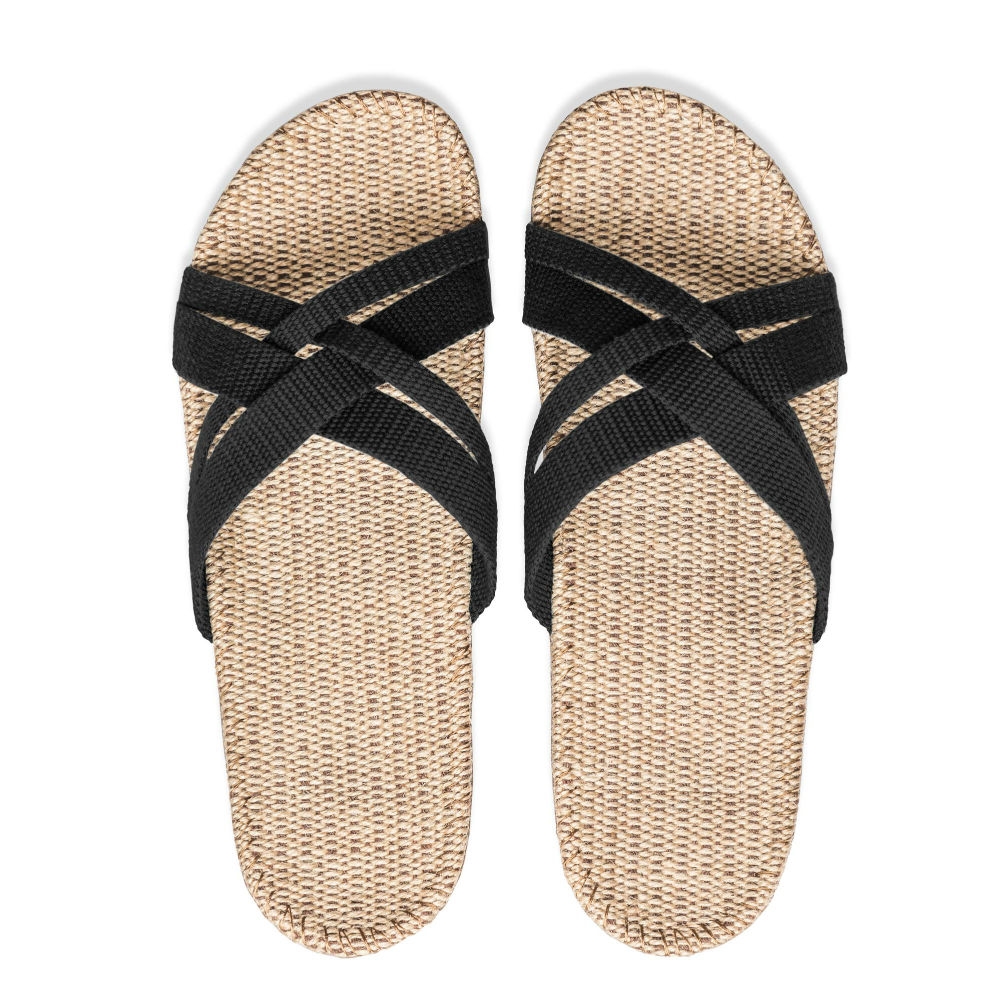 Sorte sandaler - Black med sorte bomuldsbånd