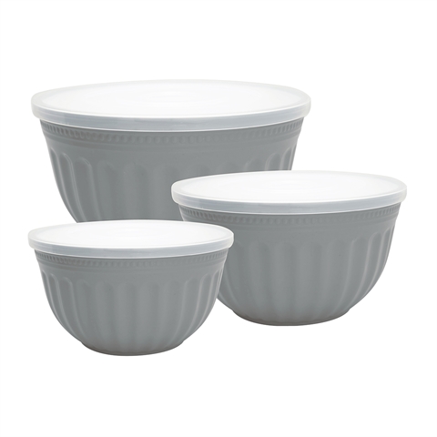 Bowl w/lid Alice grey set of 3