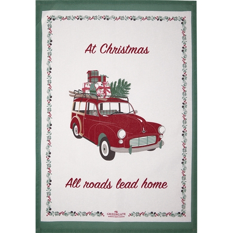 Tea towel piece printed Charline car white