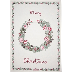 Tea towel piece printed Merry christmas white