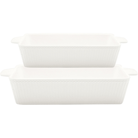 Oven dishes Alice white,  rectangular~ set of 2 - H: 6/7,1 cm L: 27/36,2 cm B: 16/22½ cm