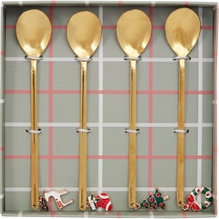 Spoon set of 4 Xmas mix - stainless steel