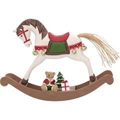 Decoration rocking horse dusty red large - H: 18½ cm