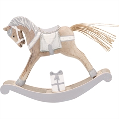 Decoration rocking horse silver large - H: 18½ cm