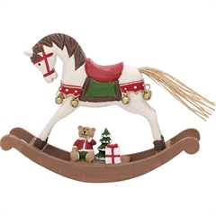 Decoration rocking horse dusty red medium - H: 15 cm