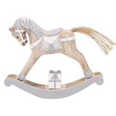 Decoration rocking horse silver medium - H: 15 cm
