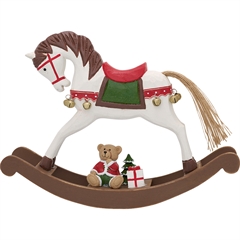 Decoration rocking horse dusty red xlarge - H: 24 cm