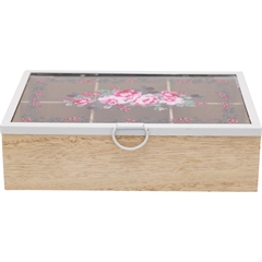Tea box i træ, Charline white - H: 6½ cm B: 16 cm L: 23