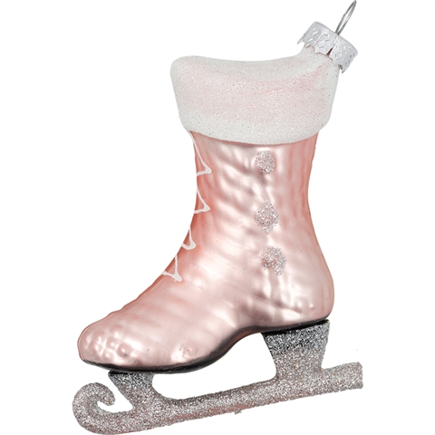 Ornament glass Ice skate pale pink