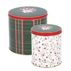 Round box Dagmar check green set of 2pcs