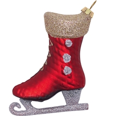 Ornament glass Ice skate red