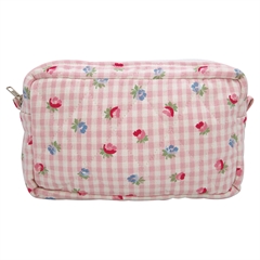 Cosmetic bag medium Viola check pale pink