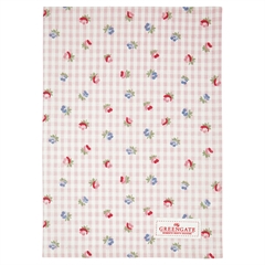 Tea towel Viola check pale pink