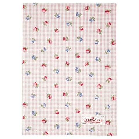 Tea towel Viola check pale pink